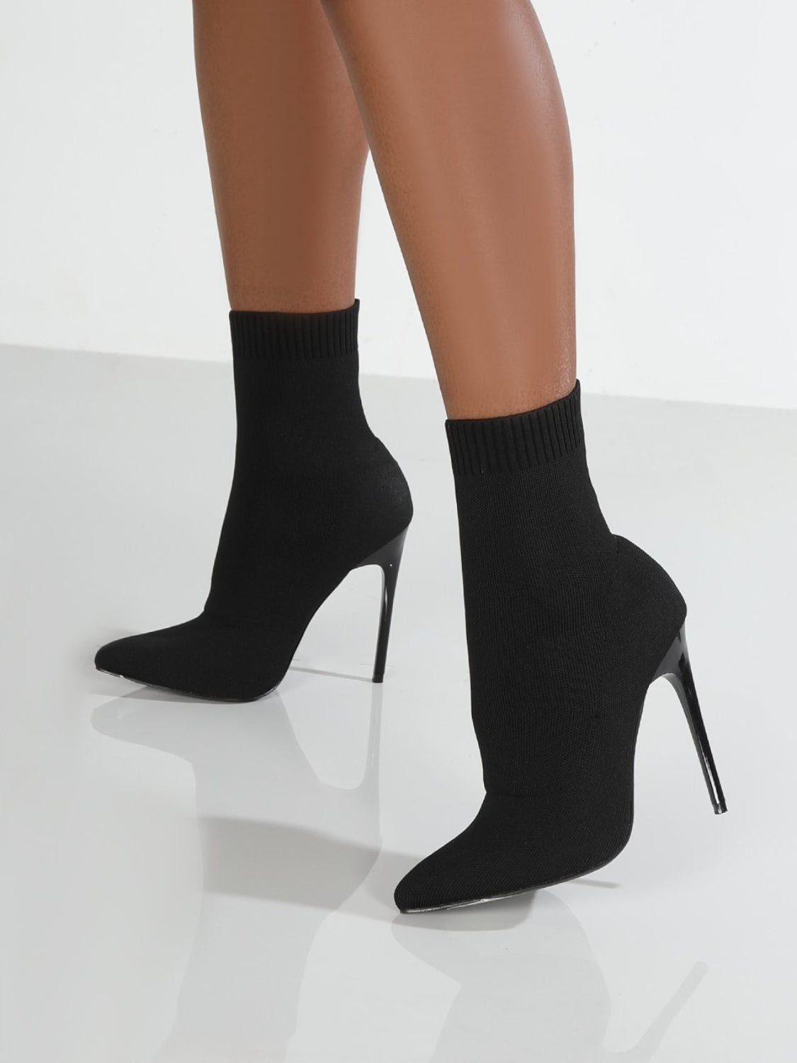 Mesh Point Toe Stiletto Boots - Celeste    