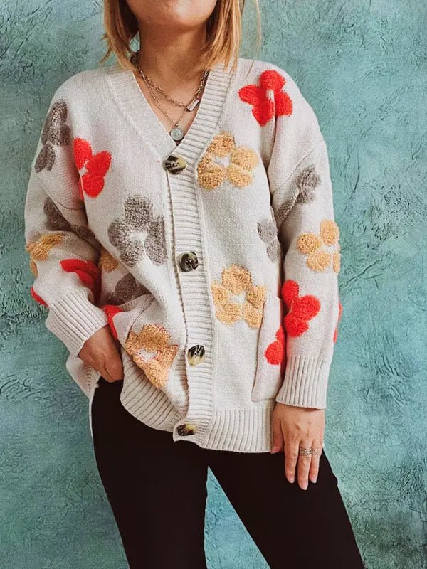 Floral Print Cardigan - Celeste