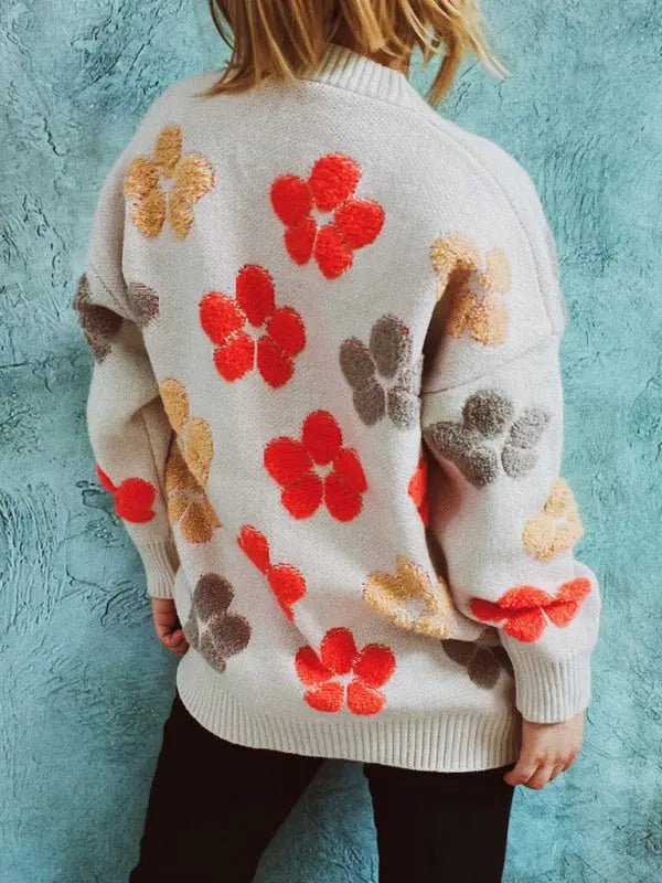 Floral Print Cardigan - Celeste