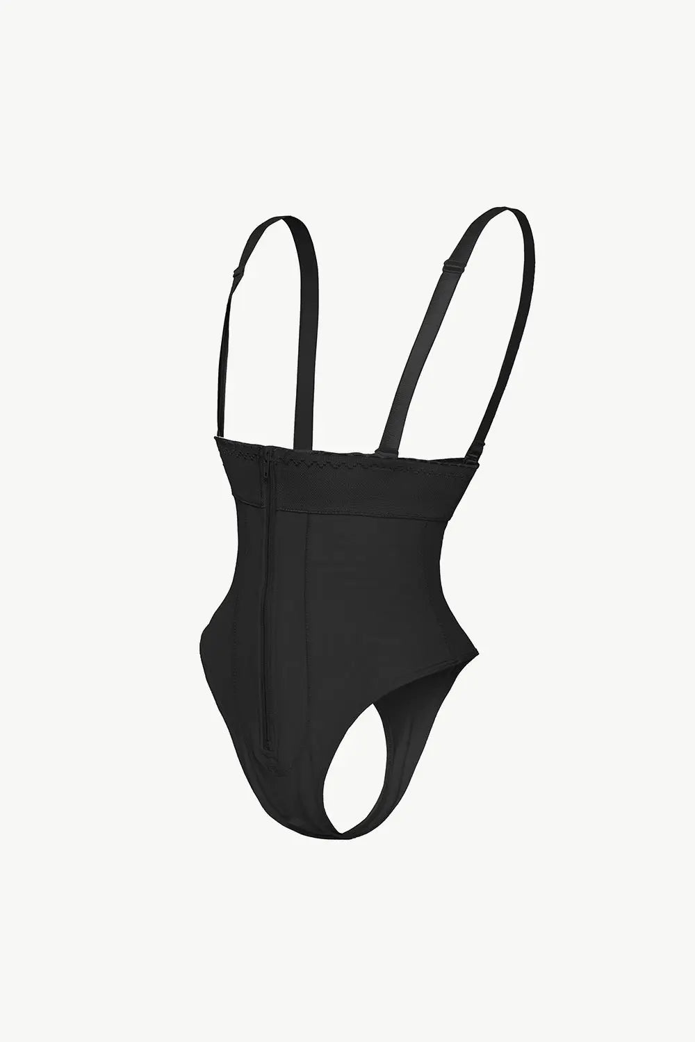 Full Size Adjustable Strap Zip - Up Shaping Bodysuit - Celeste