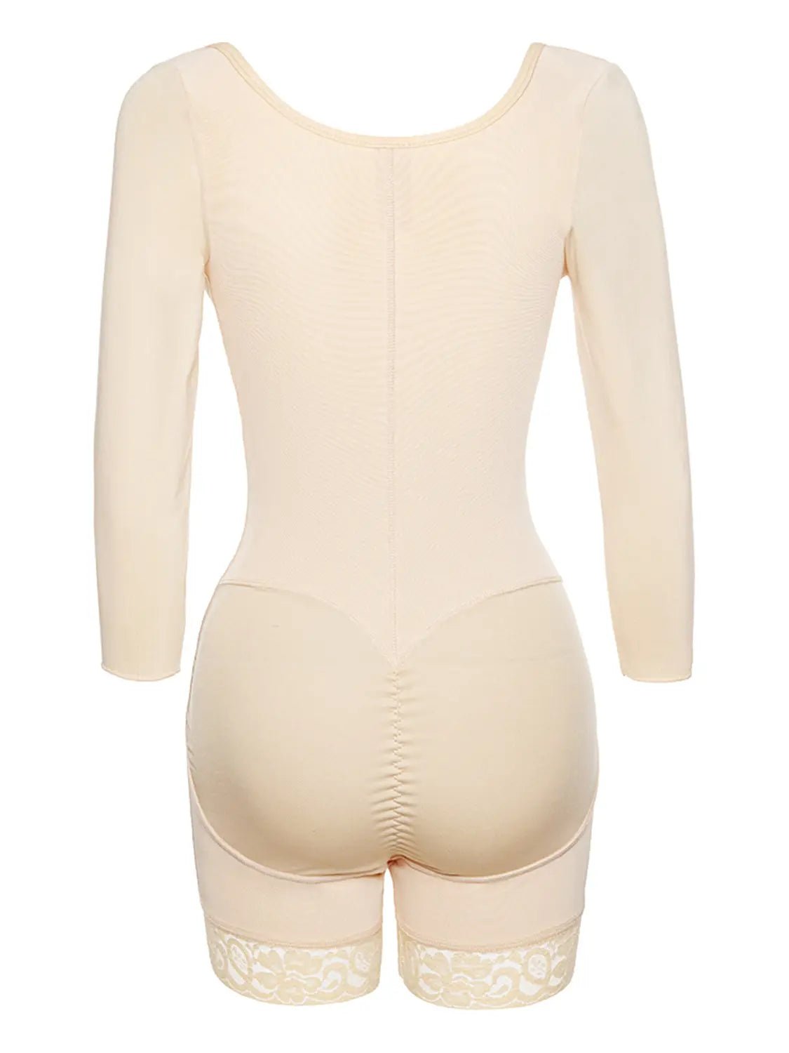 Full Size Zip Up Lace Detail Long Sleeve Shapewear - Celeste