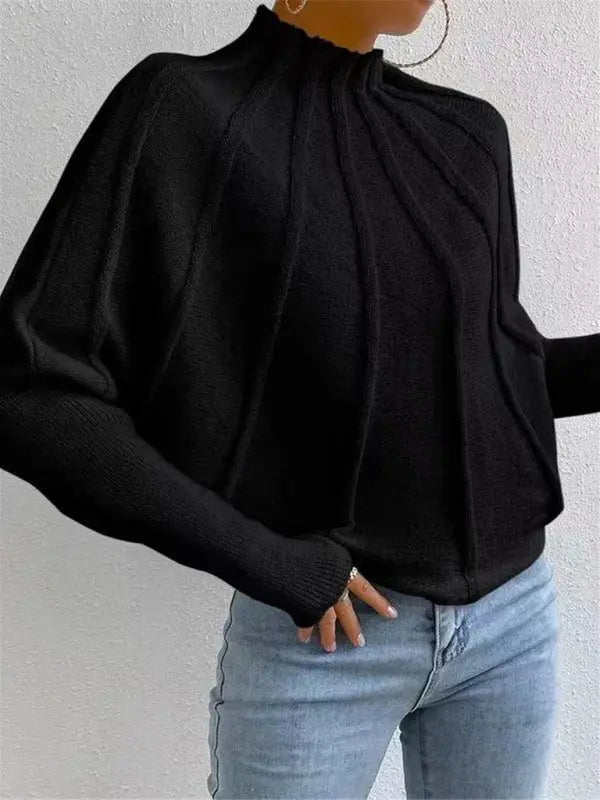 Half Turtleneck Knitted Pullover Sweater - Celeste