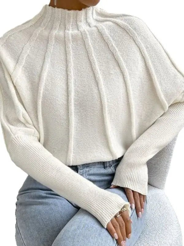 Half Turtleneck Knitted Pullover Sweater - Celeste