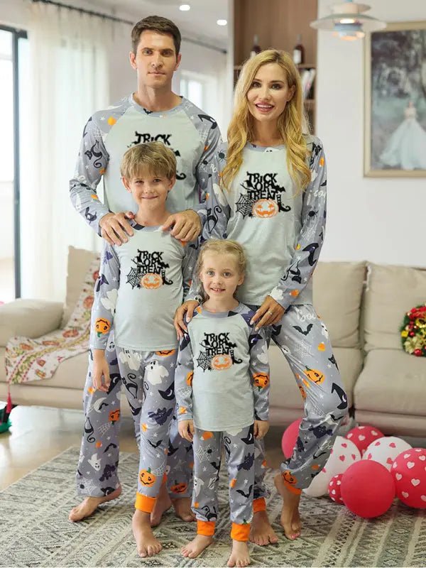 Halloween parent - child printed home pajamas two - piece set - Celeste