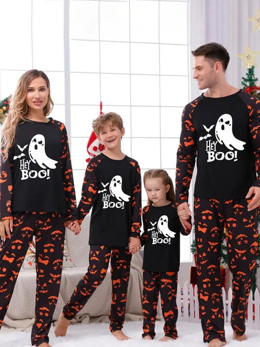 Halloween parent - child printed home pajamas two - piece set - Celeste