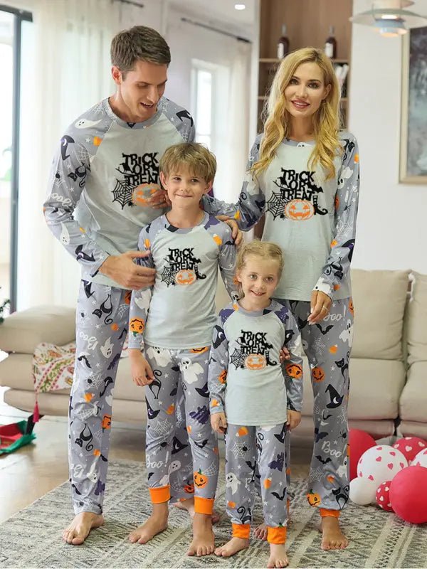 Halloween parent - child printed home pajamas two - piece set - Celeste