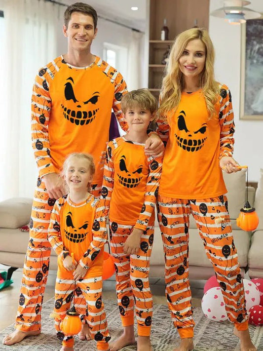 Halloween parent - child printed home pajamas two - piece set - Celeste