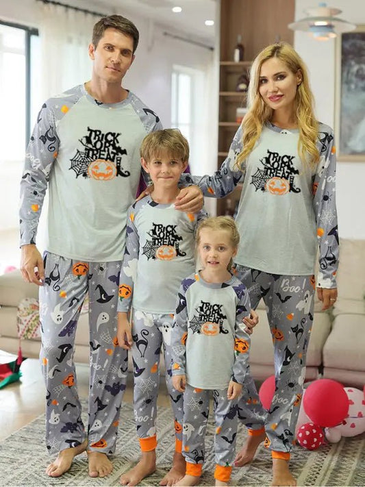 Halloween parent - child printed home pajamas two - piece set - Celeste