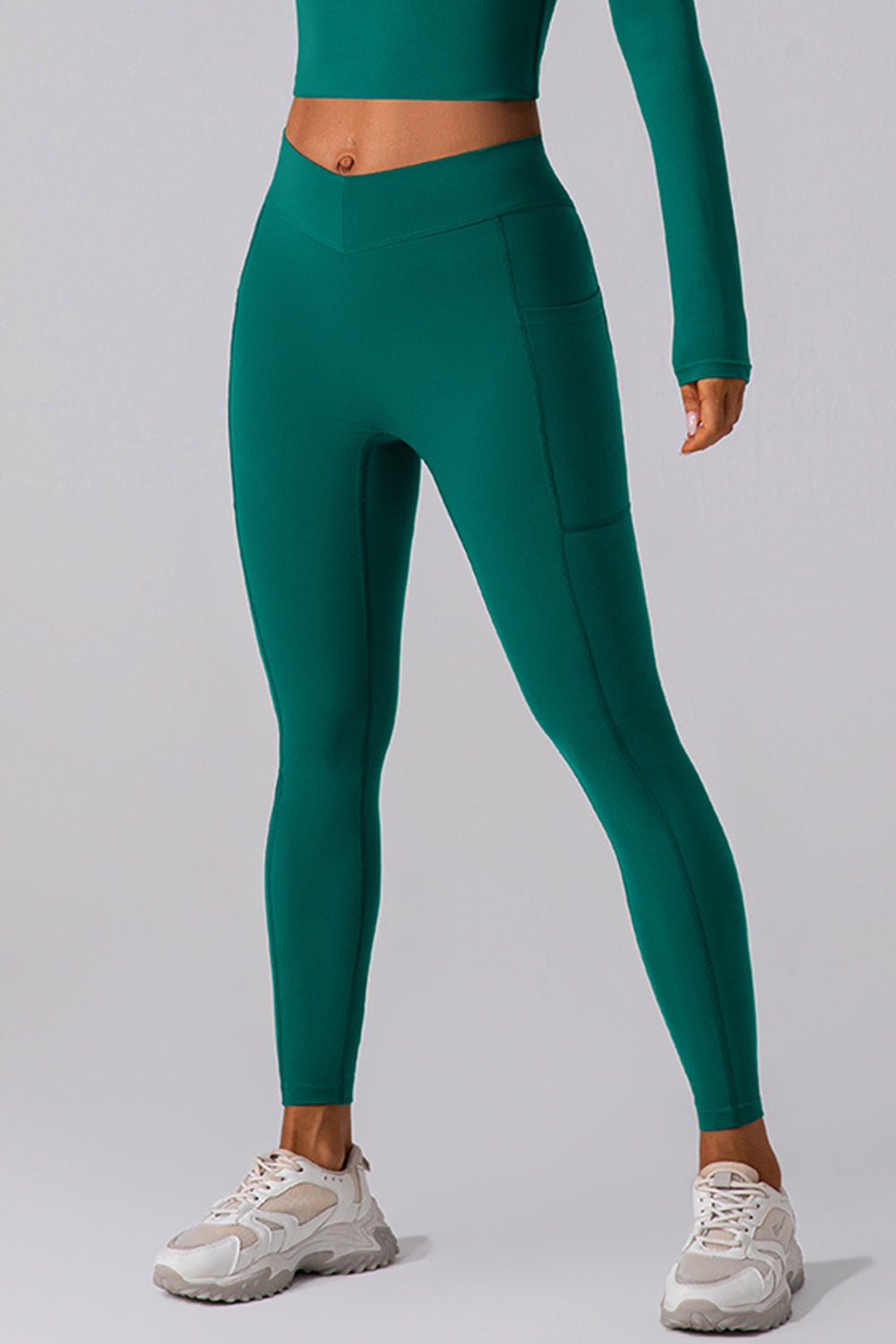 High Waist Active Leggings with Pockets - Celeste