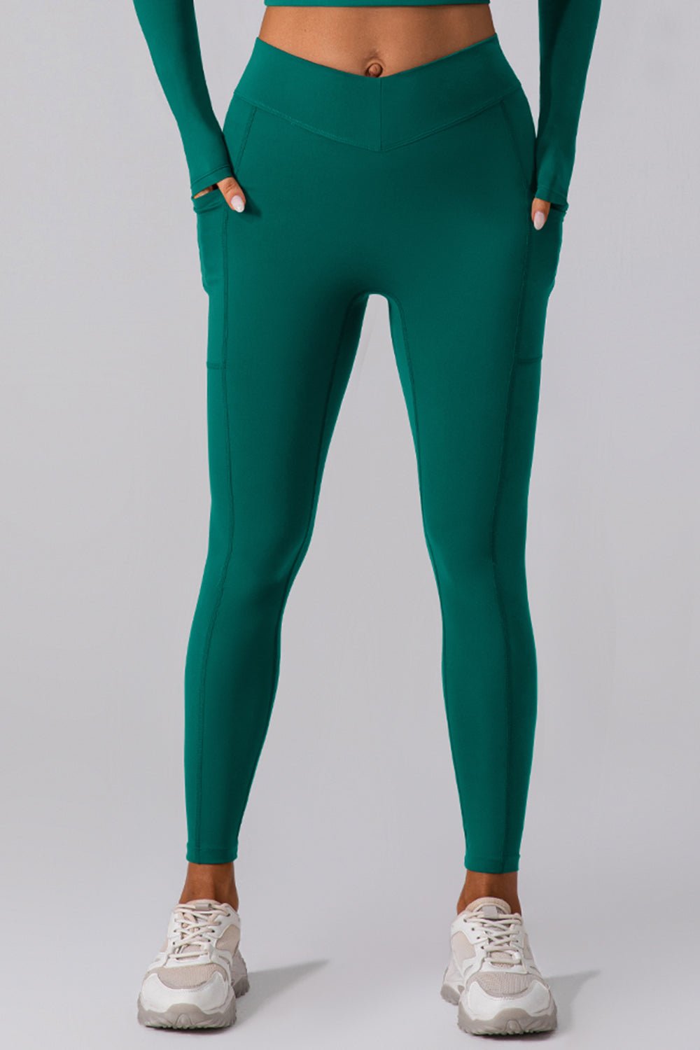 High Waist Active Leggings with Pockets - Celeste