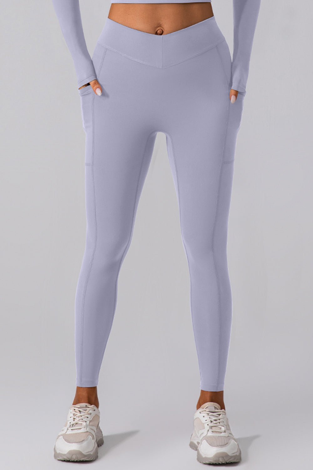 High Waist Active Leggings with Pockets - Celeste