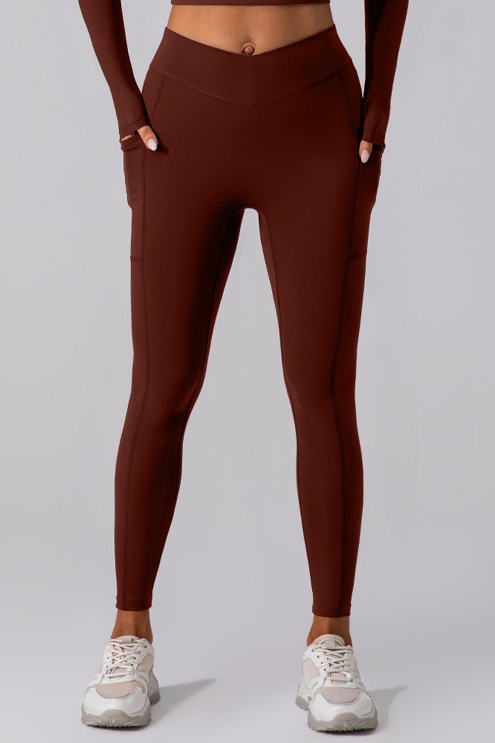 High Waist Active Leggings with Pockets - Celeste