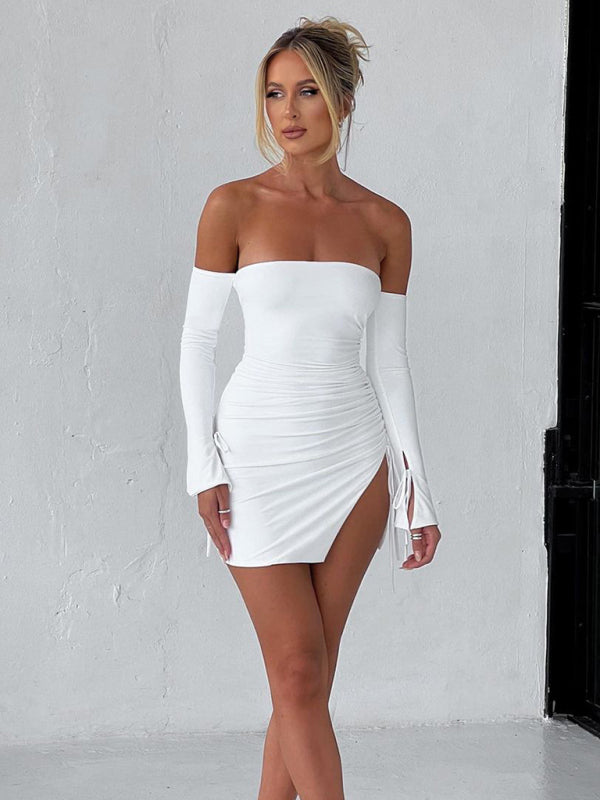 Sexy off shoulder slit dress - Celeste    