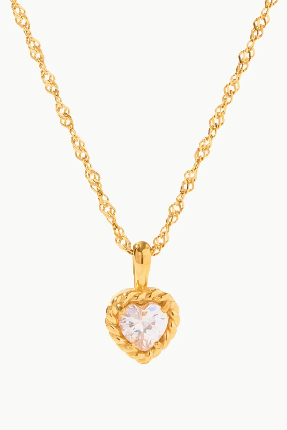 Inlaid Zircon Heart Pendant Necklace - Celeste