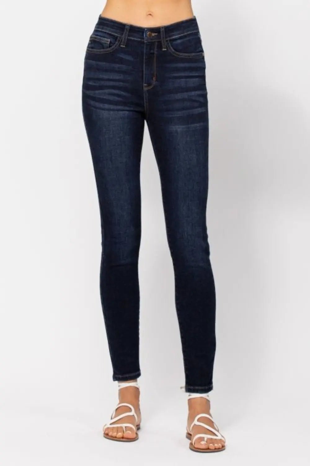 Judy Blue Full Size High Waist Handsand Skinny Jeans - Celeste