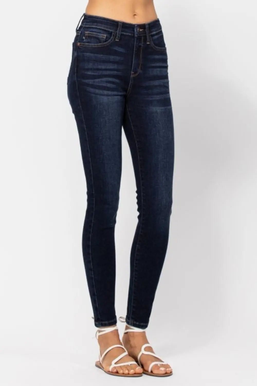 Judy Blue Full Size High Waist Handsand Skinny Jeans - Celeste