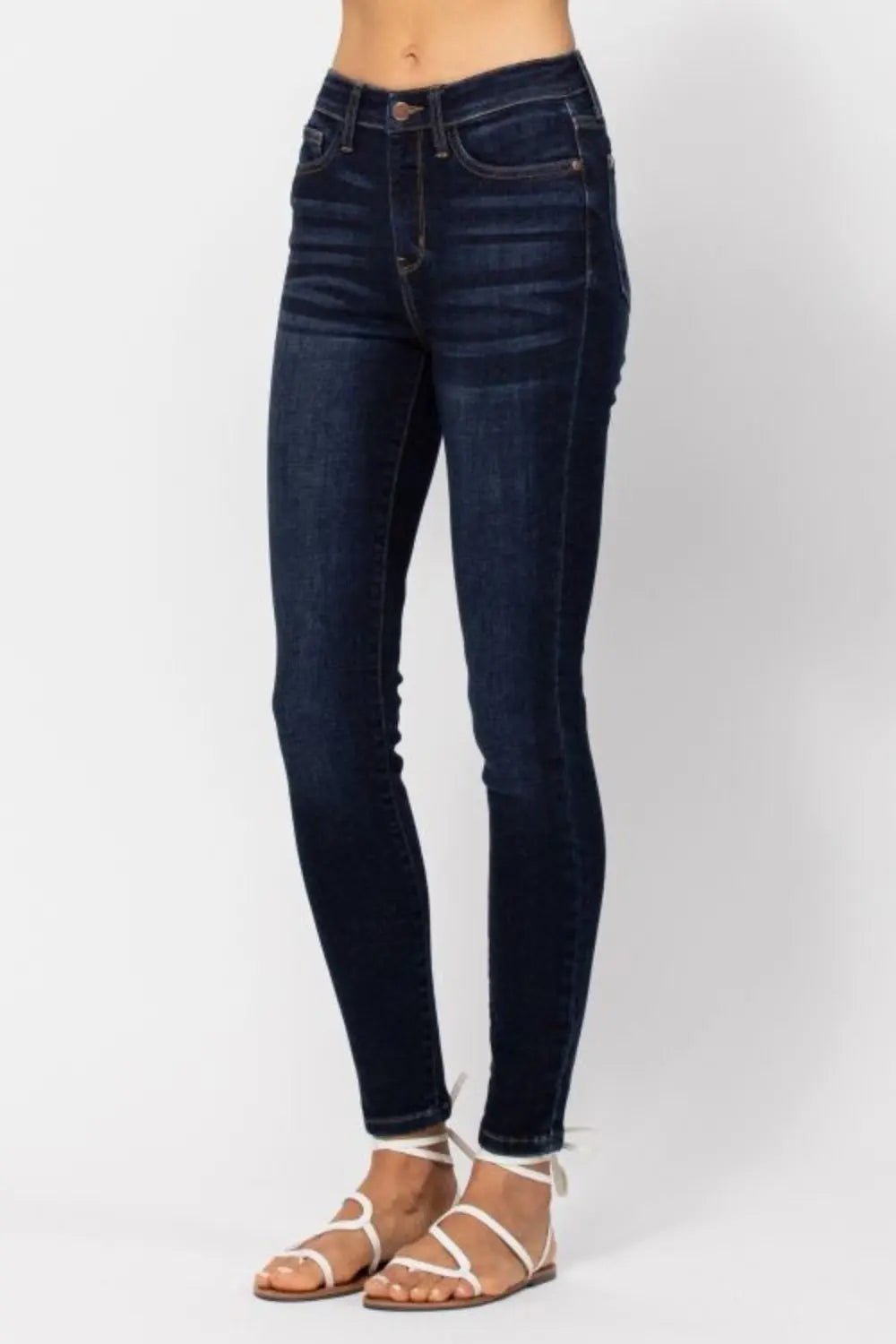 Judy Blue Full Size High Waist Handsand Skinny Jeans - Celeste