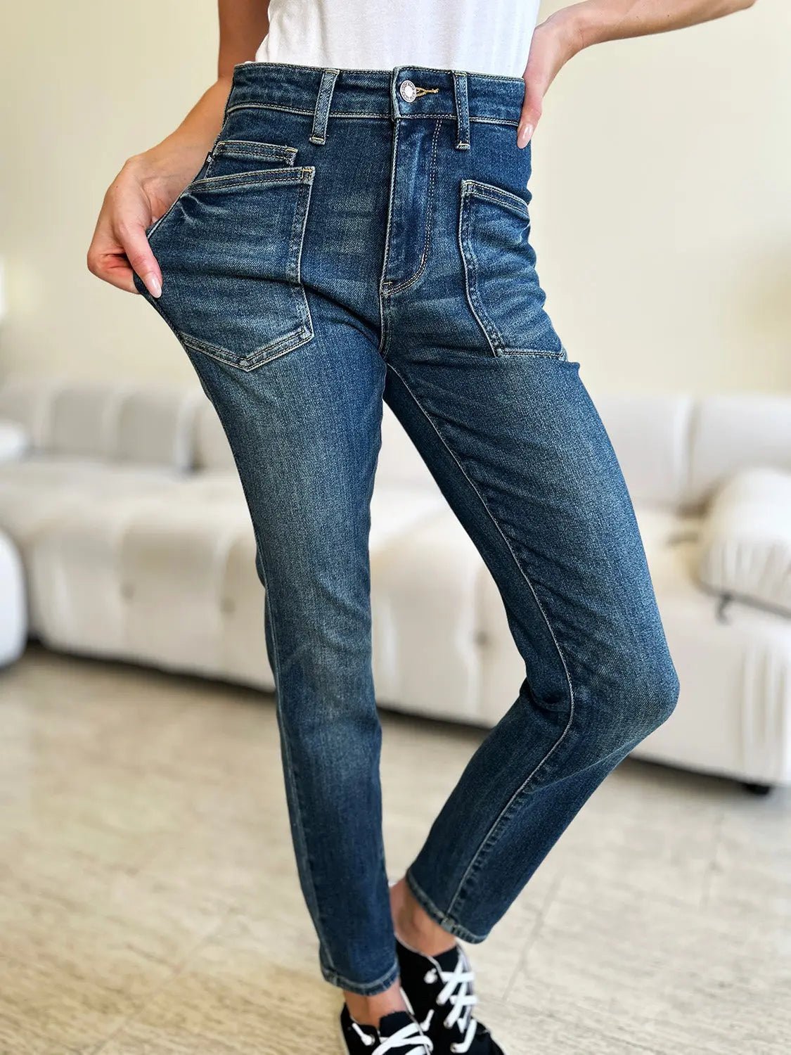 Judy Blue Full Size High Waist Skinny Jeans - Celeste