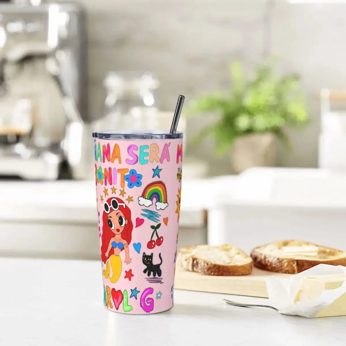 Karol G 20 oz Tumbler with Straw - Celeste