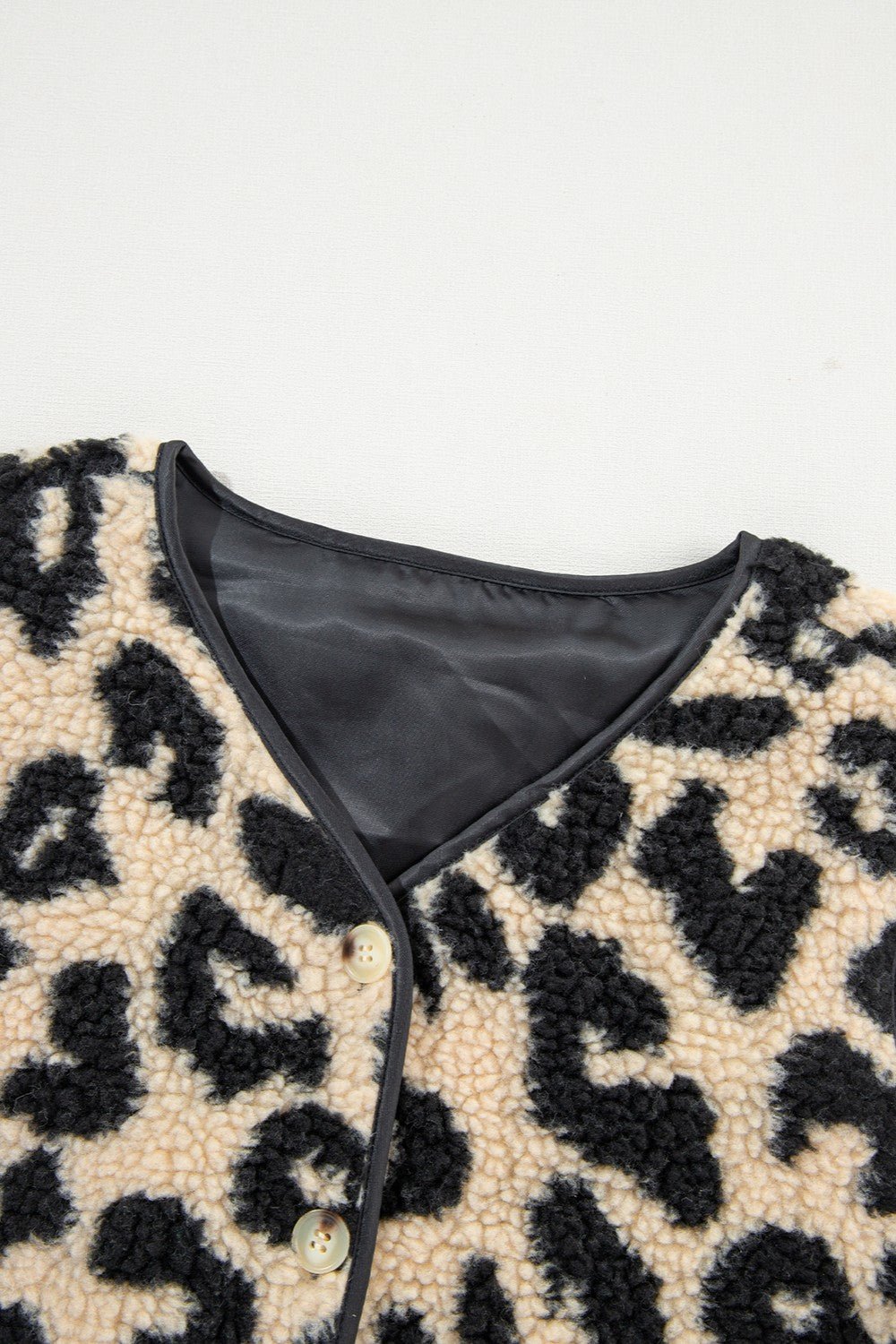 Leopard Button Up Vest Coat - Celeste