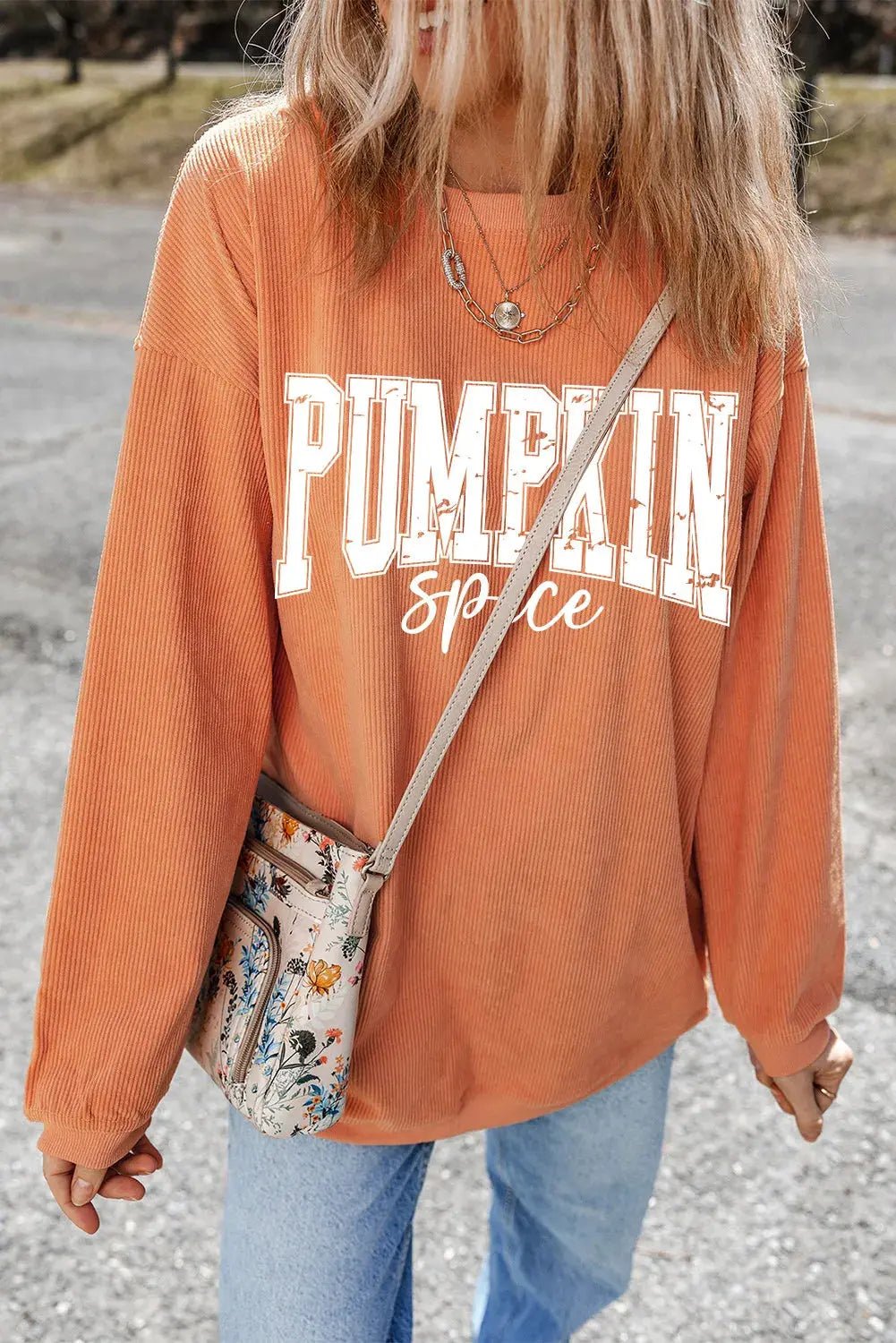 Letter Graphic Long Sleeve Sweatshirt - Celeste