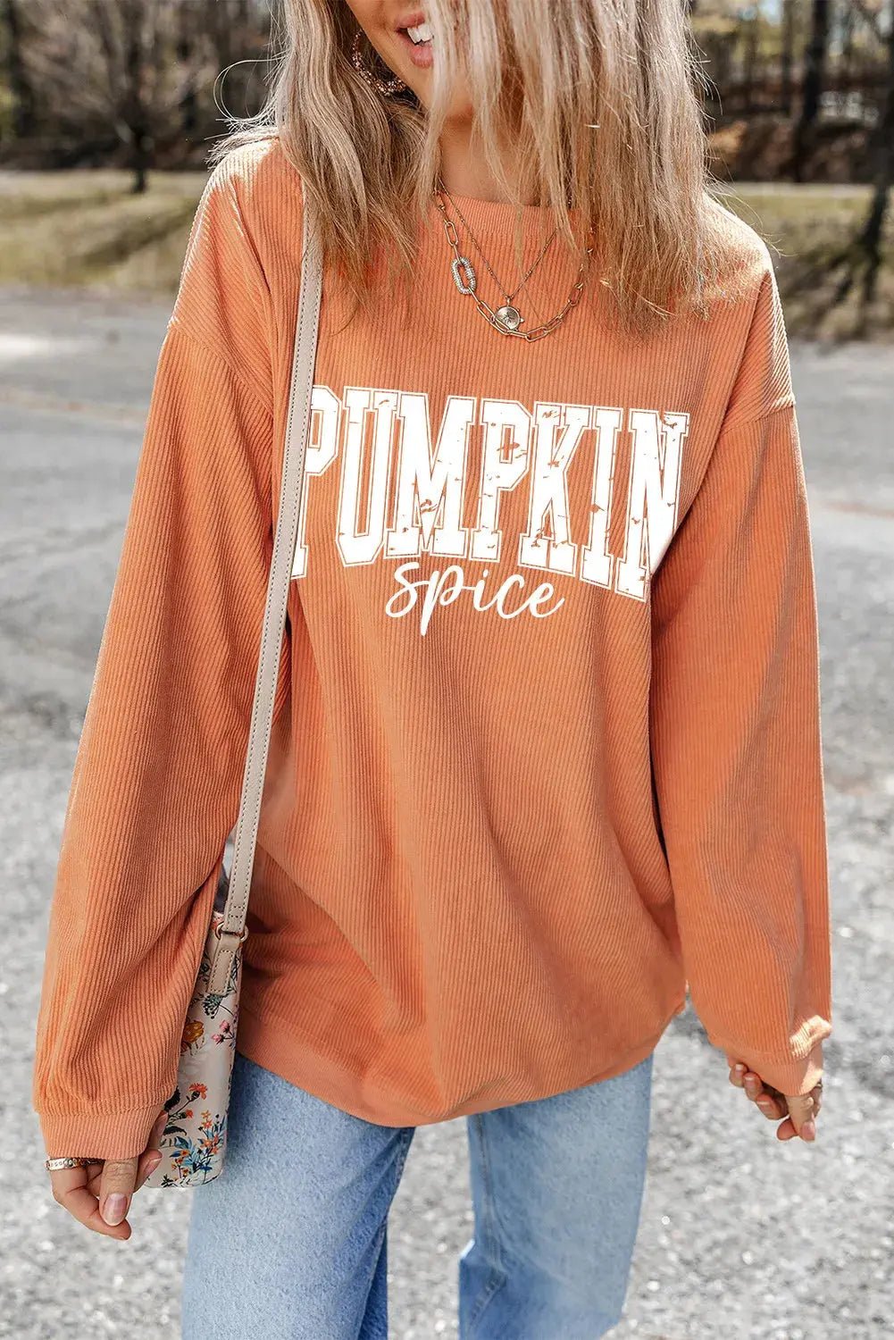 Letter Graphic Long Sleeve Sweatshirt - Celeste