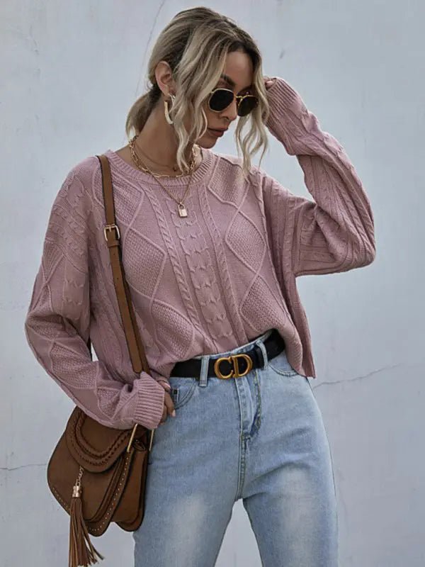 Long sleeve thin twist solid color sweater - Celeste    