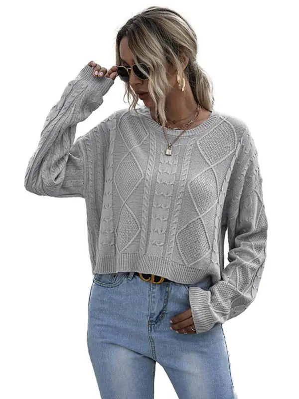 Long sleeve thin twist solid color sweater - Celeste    