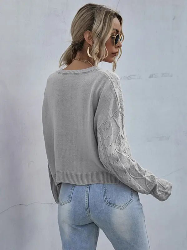 Long sleeve thin twist solid color sweater - Celeste    