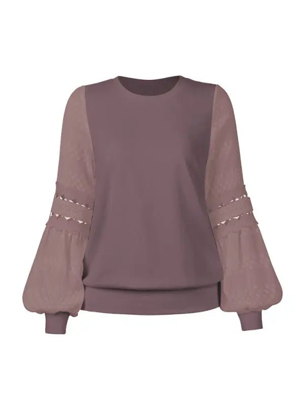 Long - Sleeved Pullover Top - Celeste