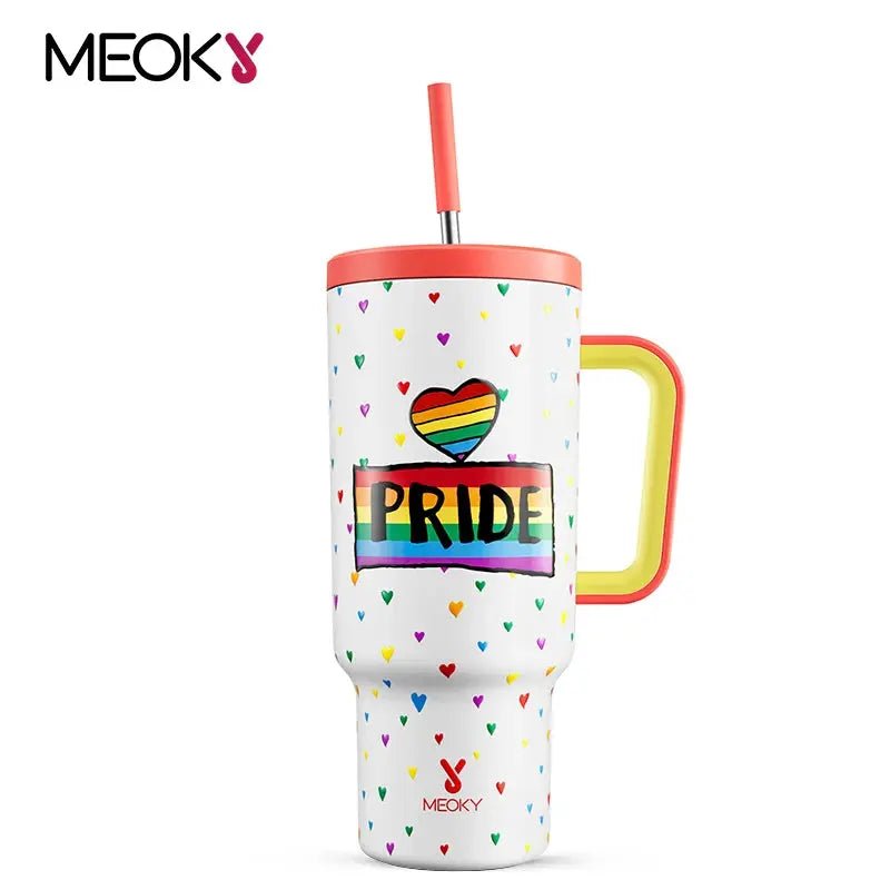 Meoky 40 oz Tumbler with Handle and Straw - As Seen on TikTok - Celeste