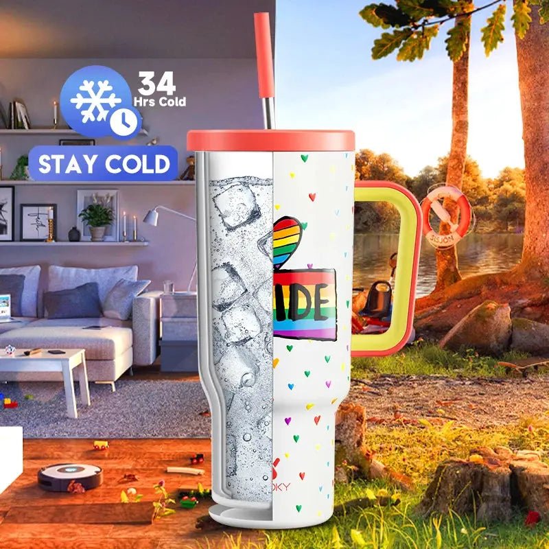 Meoky 40 oz Tumbler with Handle and Straw - As Seen on TikTok - Celeste