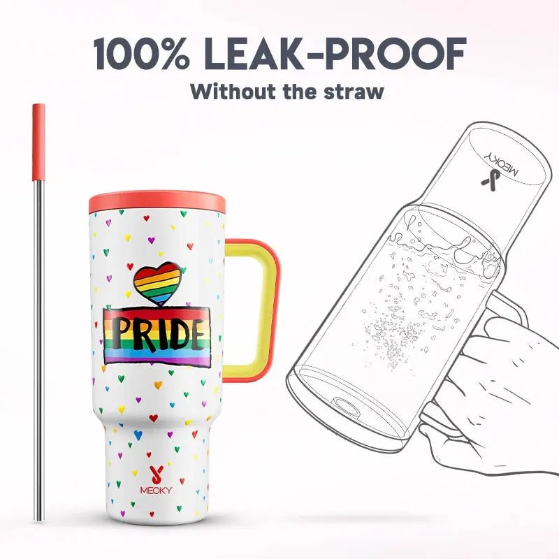 Meoky 40 oz Tumbler with Handle and Straw - As Seen on TikTok - Celeste