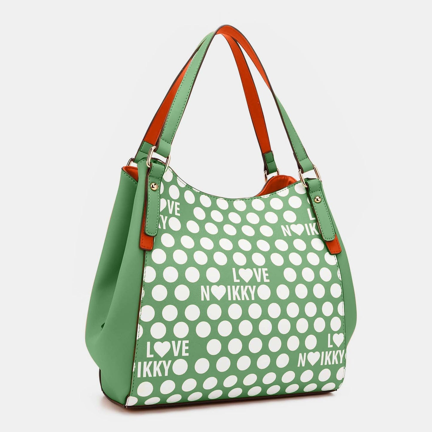 Nicole Lee USA Contrast Polka Dot Handbag - Celeste