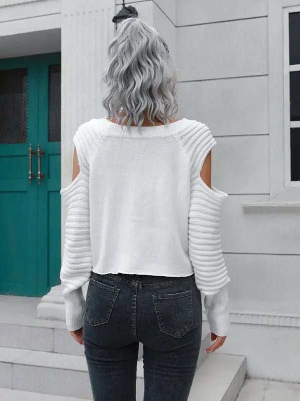 Off Shoulder White Sweater - Celeste    