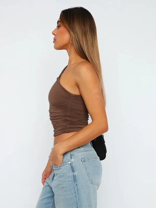 One Shoulder Tank - Celeste