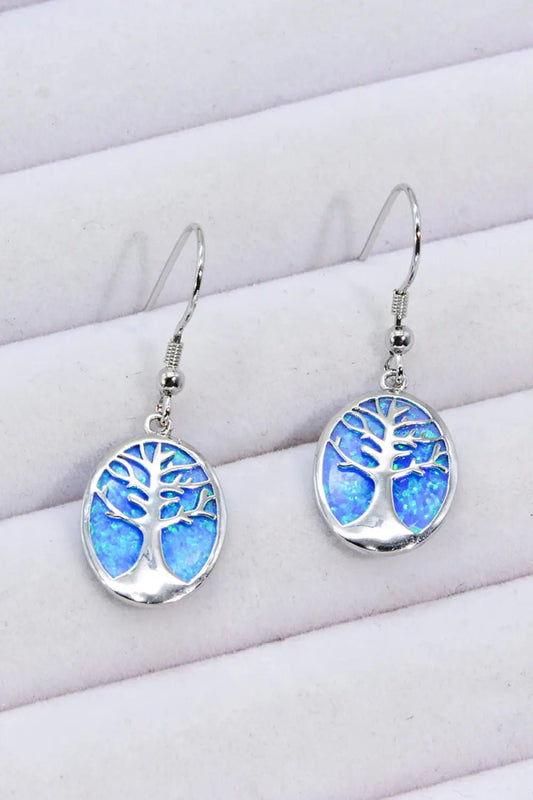 Opal Blue Platinum - Plated Drop Earrings - Celeste