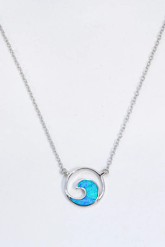 Opal Wave Pendant Necklace - Celeste