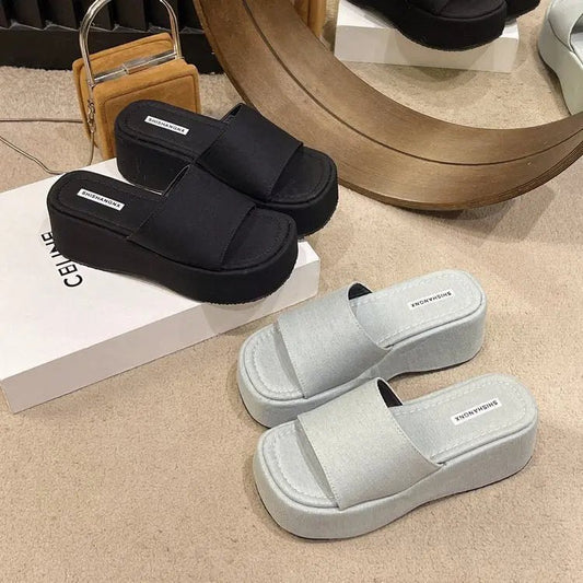 Open Front Platform Sandals - Celeste