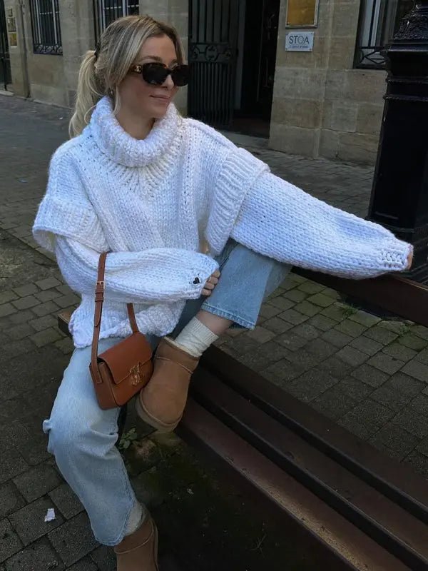 Oversized Long Pullover Sweater - Celeste    