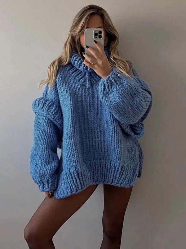 Oversized Long Pullover Sweater - Celeste    