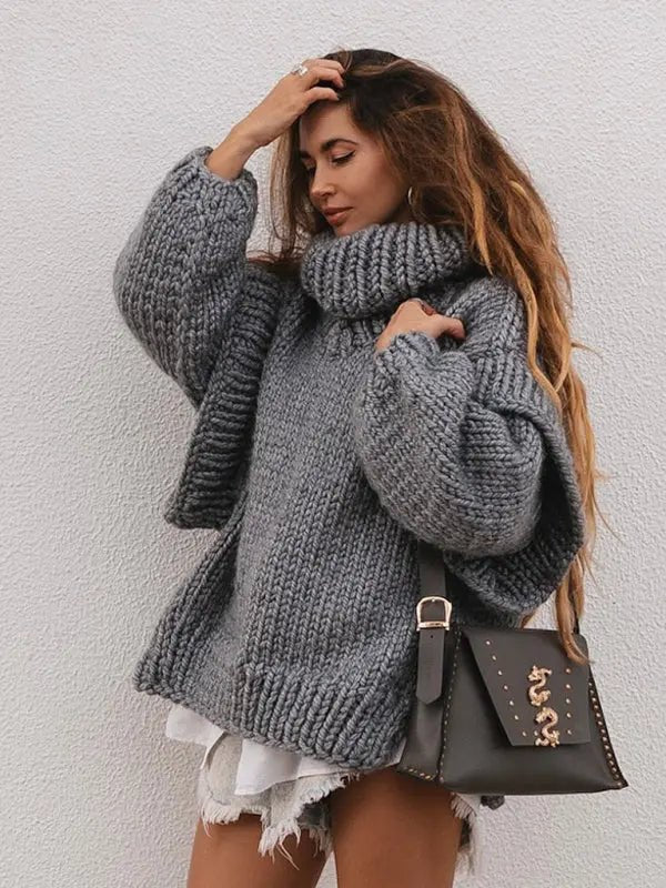 Oversized Long Pullover Sweater - Celeste    