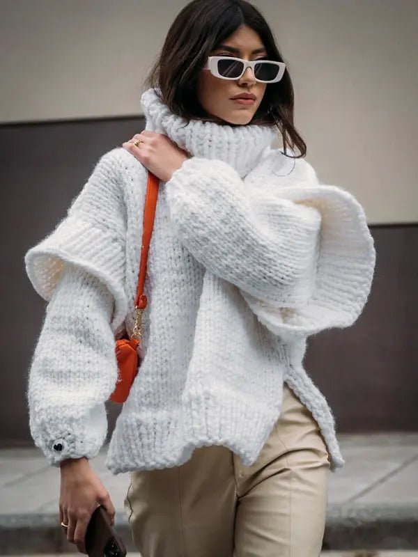 Oversized Long Pullover Sweater - Celeste    