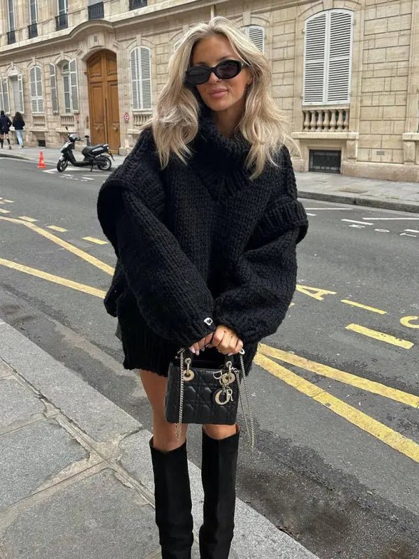 Oversized Long Pullover Sweater - Celeste    