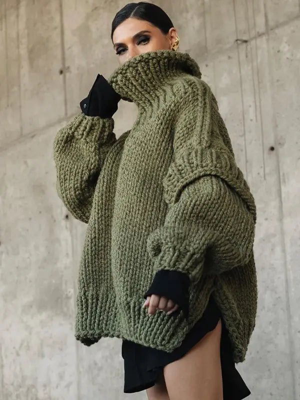 Oversized Long Pullover Sweater - Celeste    