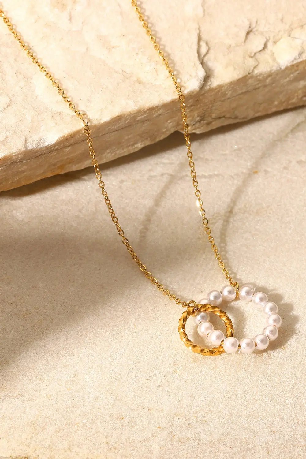 Pearl Hoop Link Pendant Necklace - Celeste