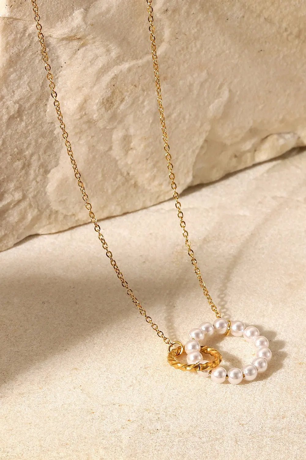 Pearl Hoop Link Pendant Necklace - Celeste