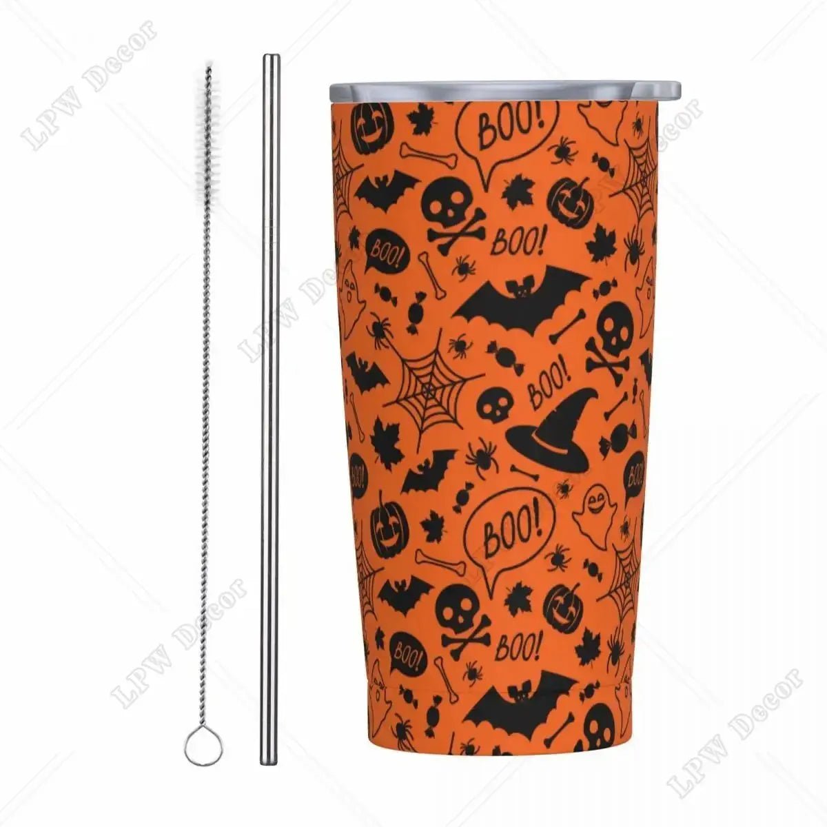 Pink Cute Ghosts Insulated Tumbler with Straws and Lid 20 oz - Celeste