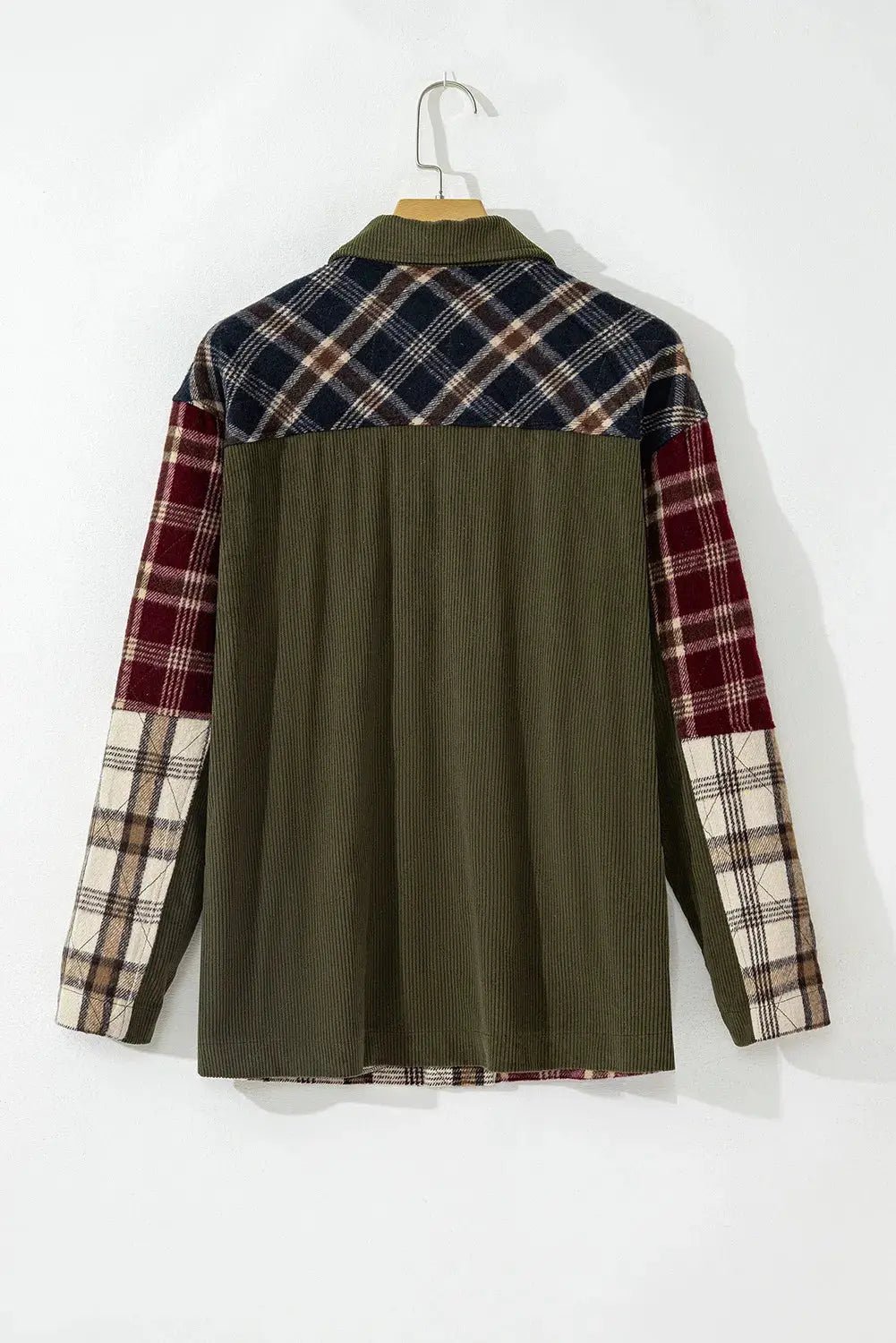 Plaid Button Up Long Sleeve Jacket - Celeste    