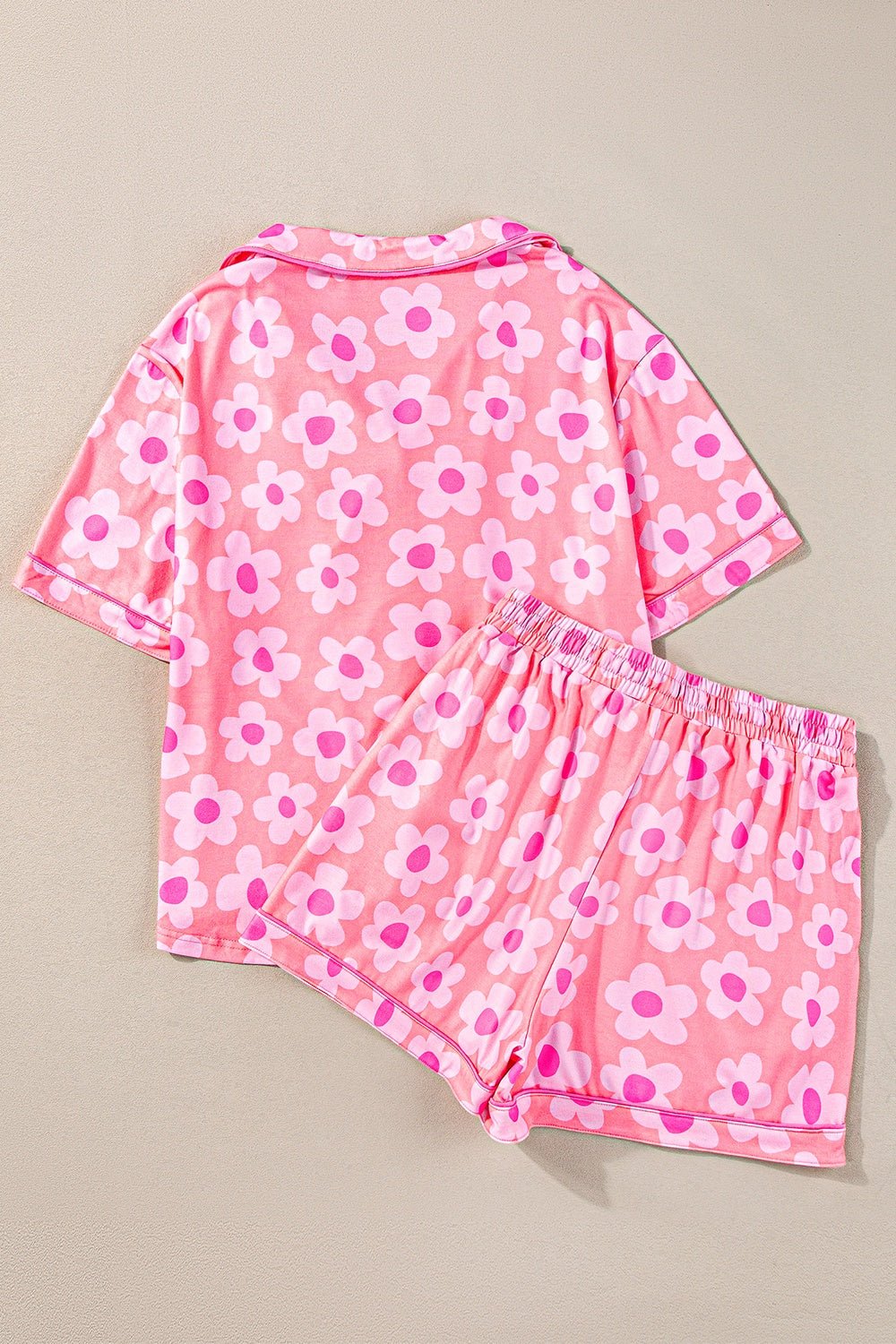 Pocketed Flower Half Sleeve Top and Shorts Lounge Set - Celeste